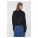 Mikina Calvin Klein Jeans dámska, čierna farba, s kapucňou, s nášivkou