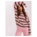 Light pink women's oversize striped sweater