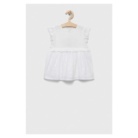 Šaty pre bábätká United Colors of Benetton biela farba, mini, áčkový strih