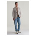 SAKO GANT SLIM TWO-TONED TWILL JERSEY BLAZER CHATEAU GREY