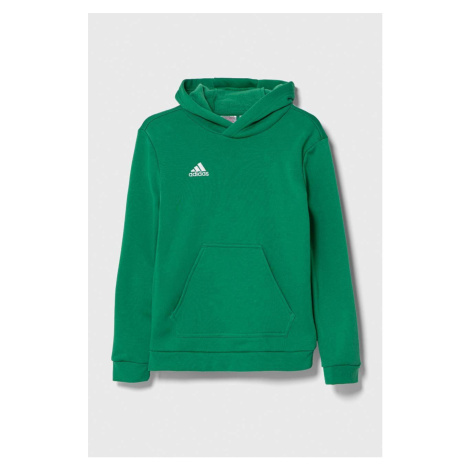 Detská mikina adidas Performance ENT22 HOODY Y zelená farba, s kapucňou, s nášivkou