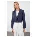 Trendyol Navy Blue Regular Crop Striped Woven Blazer Jacket