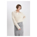 DEFACTO Relax Fit Polo Neck Lace Sweater