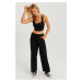 Cool & Sexy Women's Black Elastic Waist Wrap Pants