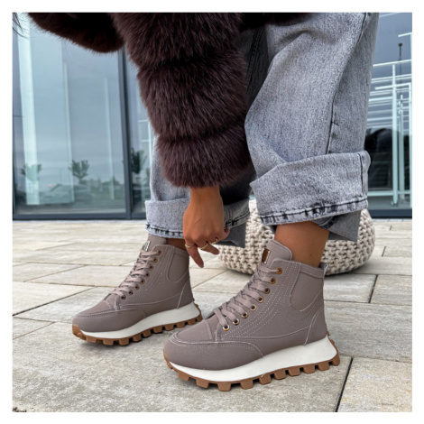 Hnedé členkové zateplené tenisky iMóda