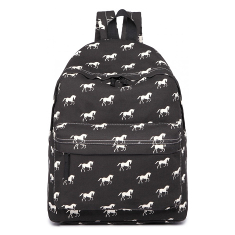 Konofactory Čierny vzorovaný ruksak do školy „Horses“ 11L
