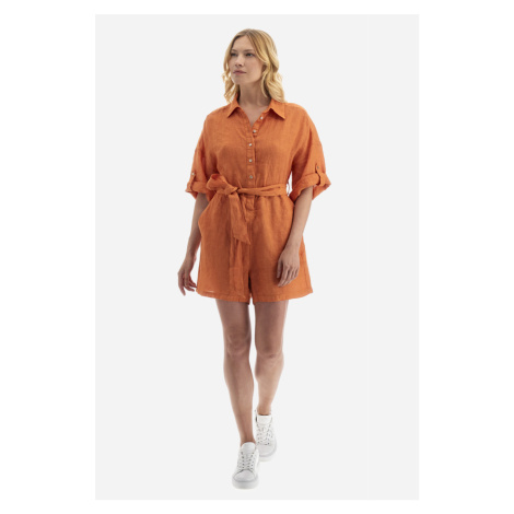 Overal La Martina Woman Dress Linen Oranžová
