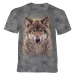 Pánske batikované tričko The Mountain - Vlk v lese- sivé