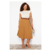 Trendyol Curve Camel Woven Plus Size Skirt