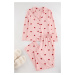 Trendyol Curve Pink Heart Shirt Collar Knitted Pajama Set