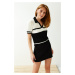 Trendyol Black Polo Collar Color Block Knitwear Sweater