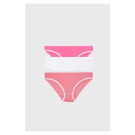 3 PACK dievčenských basic nohavičiek ružovo-biele