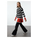 Trendyol Black Red Striped Knitted Sweater