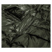 Dámska metalická zimná bunda v khaki farbe s kapucňou (8295)