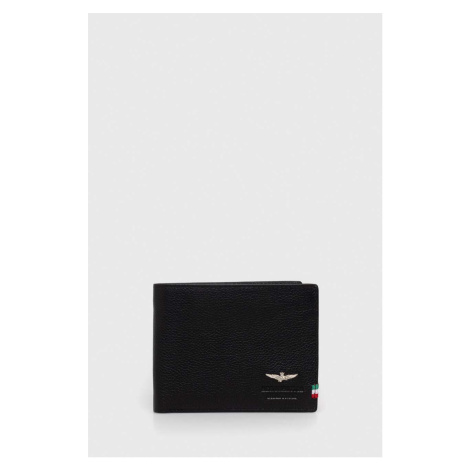 Kožená peňaženka Aeronautica Militare pánsky, čierna farba, AM104
