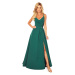 CHIARA - Elegantné dámske maxi šaty v fľaškovo zelenej farbe na ramienkach 299-4