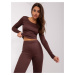 Dark brown casual set with flared trousers