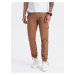 Ombre Men's pants with cargo pockets and leg hem - warm brown