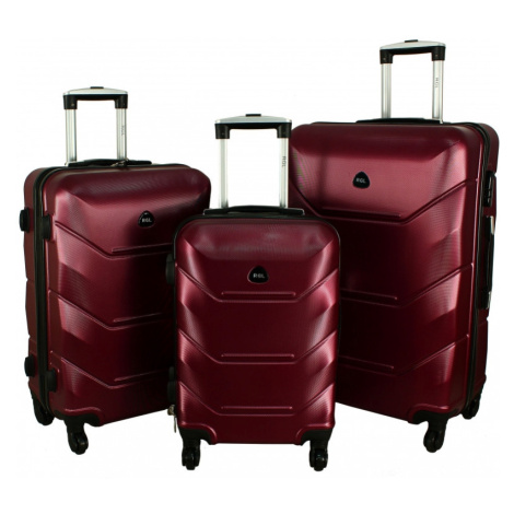 Tmavočervená sada 3 luxusných škrupinových kufrov "Luxury" - M, L, XL