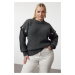 Trendyol Curve Anthracite Sleeves Removable Functional Knitwear Sweater