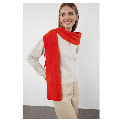 Trendyol Beige Soft Textured Scarf Knitwear Sweater