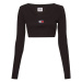 Tommy Jeans Top - TJW CROP RIB CENTER BADGE LS čierny