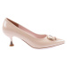 DGN K510 Women's Pointed Toe Accessory Heeled Shoes Nude Wrinkled Patent Leather