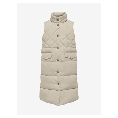 Beige girls' quilted vest ONLY New Stacy - Girls