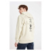 DEFACTO Ecru Boxy Fit Hooded Back Printed Sweatshirt