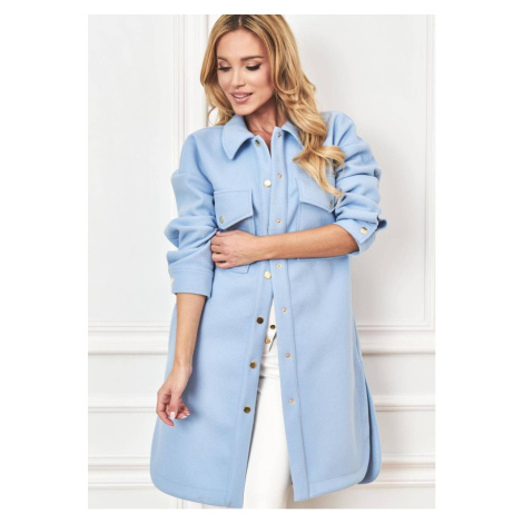 Blue coat with shirt cut long Lalous