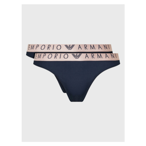 Emporio Armani Underwear Súprava 2 kusov brazílskych nohavičiek 163337 2F235 00135 Tmavomodrá