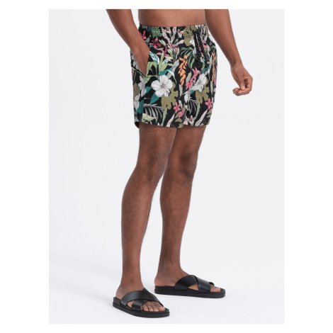 Ombre Men's floral swim shorts - black