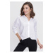 By Saygı Bat Sleeve Tericotone Oversize Shirt White
