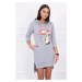 Dress with longer back and coloured grey print