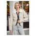 Trendyol Stone Fur Leather Detailed Zippered Coat Knitwear Cardigan