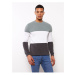 LC Waikiki Crew Neck Long Sleeve Color Block Men's Knitwear Sweater