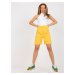 Elegant dark yellow long shorts with high waist