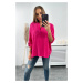 Cotton blouse with rolled-up fuchsia sleeves