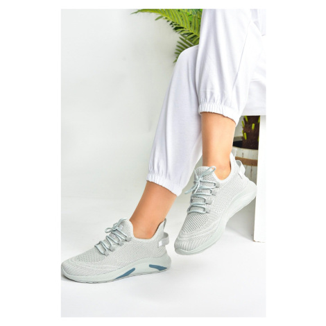 Fox Shoes Gray Knitwear Fabric Women's Sports Shoes