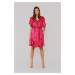 Women's dressing gown Impresja with short sleeves - burgundy