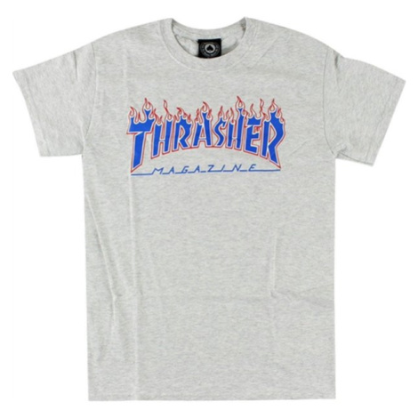 Thrasher Skate Mag Patriot Flame Logo Short Sleeve Tee - Pánske - Tričko Thrasher - Sivé - 11030