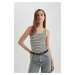 DEFACTO Slim Fit Striped Round Neck Ribbed Camisole Tank Top