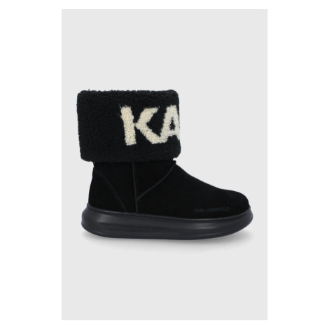 Semišové snehule Karl Lagerfeld KAPRI KOSI čierna farba, KL44552