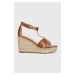 Kožené sandále Lauren Ralph Lauren Hale II dámske, hnedá farba, na kline