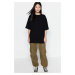 Trendyol Black 100% Cotton Premium Oversize/Wide Fit Crew Neck Knitted T-Shirt