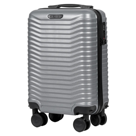 Strieborný cestovný kufor veľ. PC140, Cabin suitcase Wings Silver Policarbon