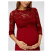 Vínové tehotenské šaty s krajkovým topom Mama.licious