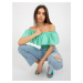 Mintový crop top s volánem LK-TP-508609.37-mint