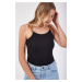 Happiness İstanbul Women's Black Knitted Body Blouse with Thread Straps
