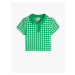 Koton Polo T-Shirt Crop Short Sleeves, Button Detail, Slim Fit.